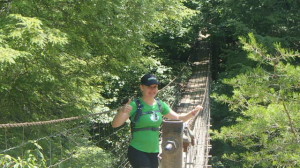 Standing on a very tall, very shaky suspension bridge